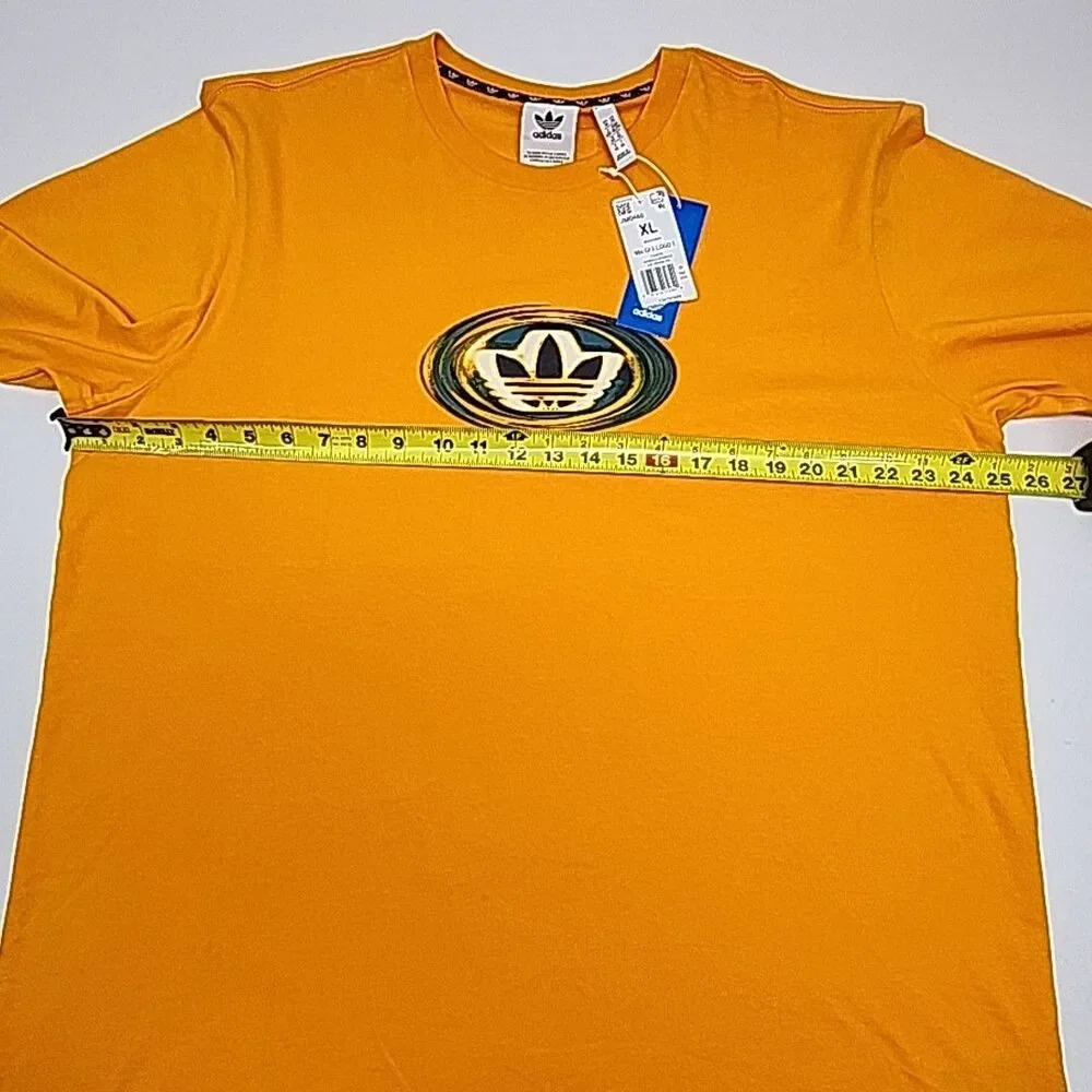 Adidas T-Shirt 90s GFX Logo Graphic Tee Orange Men Sz XL Cotton Short Sleeve NEW